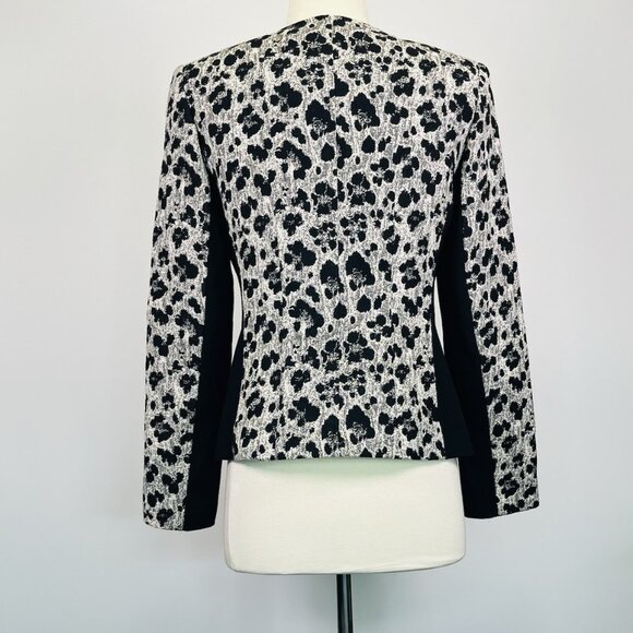 Lafayette 148 New York Wool Blend Leopard Print Black Blazer Jacket Women’s 2 - Picture 3 of 7